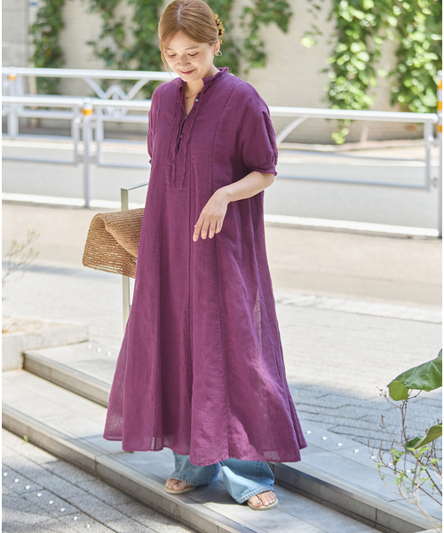 JOURNAL STANDARD(ジャーナルスタンダード)の「インディア コットンリネンメッシュワンピース(ワンピース・レディース・パープル/ブラック・FREE)」の21枚目の写真