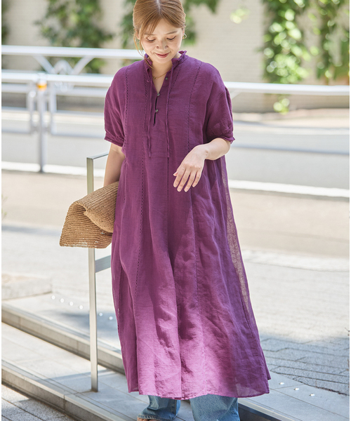 JOURNAL STANDARD(ジャーナルスタンダード)の「インディア コットンリネンメッシュワンピース(ワンピース・レディース・パープル/ブラック・FREE)」の22枚目の写真