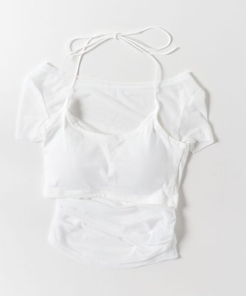 tinkerend(ティンカーエンド)の「【3点セット】Sheer Neck Off-shoulder Top / シースルーネックオフショルダートップ(Tシャツ/カットソー・レディース・ブラック/ホワイト・FREE)」の20枚目の写真