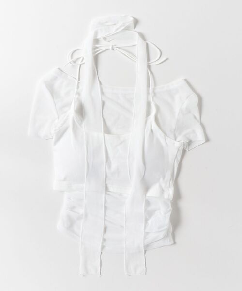 tinkerend(ティンカーエンド)の「【3点セット】Sheer Neck Off-shoulder Top / シースルーネックオフショルダートップ(Tシャツ/カットソー・レディース・ブラック/ホワイト・FREE)」の19枚目の写真