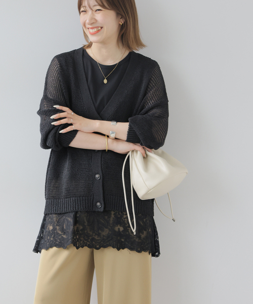 JOURNAL STANDARD relume(ジャーナルスタンダード レリューム)の「チュールレースヘムチュニック(チュニック・レディース・アイボリー/ブラック・FREE)」の6枚目の写真