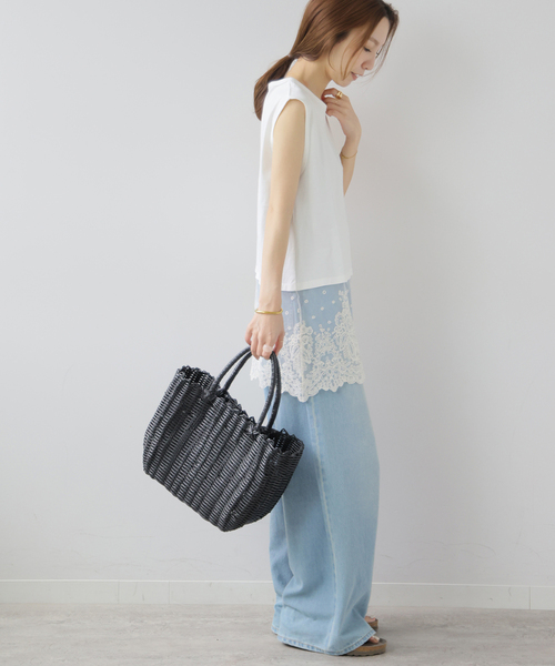 JOURNAL STANDARD relume(ジャーナルスタンダード レリューム)の「チュールレースヘムチュニック(チュニック・レディース・アイボリー/ブラック・FREE)」の12枚目の写真
