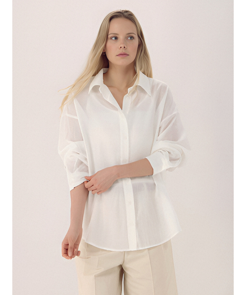 ACUD(アクド)の「Relaxed Tencel Shirt _Ivory(シャツ/ブラウス・レディース・オフホワイト・FREE)」の1枚目の写真