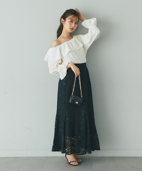 La boutique BonBon(ラブティックボンボン)の「【miki監修】レースマーメイドマキシスカート(スカート・レディース・グレー/ブラック/オフホワイト・36/34/38)」の13枚目の写真