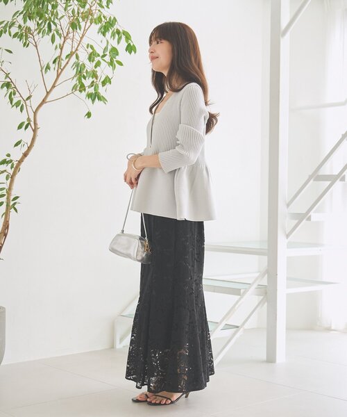 La boutique BonBon(ラブティックボンボン)の「【miki監修】レースマーメイドマキシスカート(スカート・レディース・グレー/ブラック/オフホワイト・36/34/38)」の16枚目の写真
