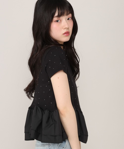 Heather(ヘザー)の「ビジューフリルニットプルオーバー 1045819(ニット/セーター・レディース・アイボリー/ブラック/グレー・FREE)」の3枚目の写真