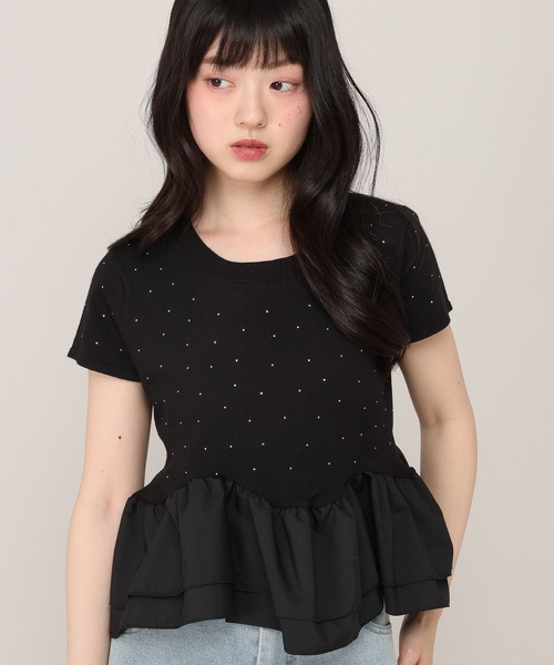 Heather(ヘザー)の「ビジューフリルニットプルオーバー 1045819(ニット/セーター・レディース・アイボリー/ブラック/グレー・FREE)」の8枚目の写真
