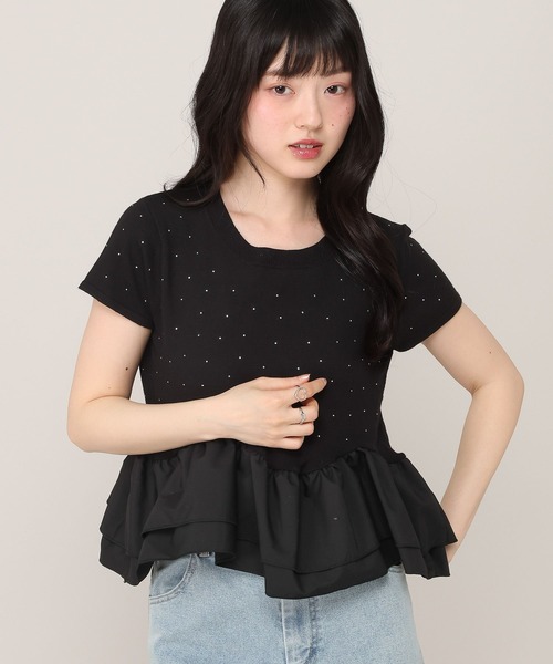Heather(ヘザー)の「ビジューフリルニットプルオーバー 1045819(ニット/セーター・レディース・アイボリー/ブラック/グレー・FREE)」の9枚目の写真