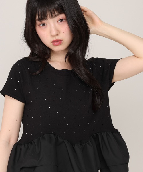 Heather(ヘザー)の「ビジューフリルニットプルオーバー 1045819(ニット/セーター・レディース・アイボリー/ブラック/グレー・FREE)」の12枚目の写真