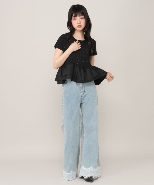 Heather(ヘザー)の「ビジューフリルニットプルオーバー 1045819(ニット/セーター・レディース・アイボリー/ブラック/グレー・FREE)」の14枚目の写真