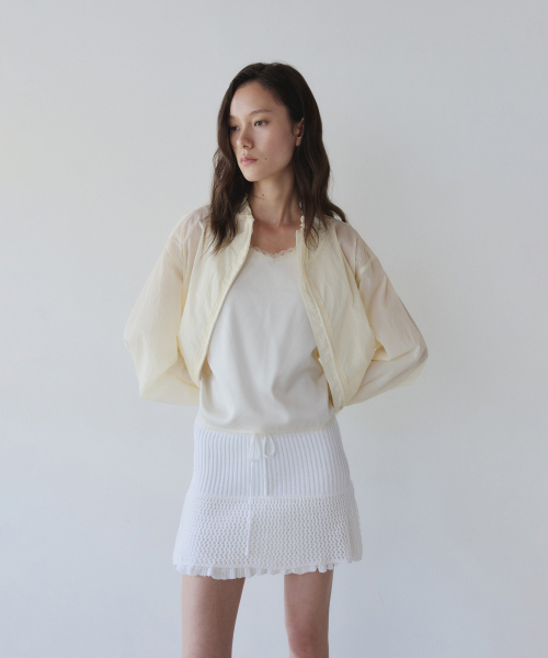 YEARNING（イヤニング）の「LAYERED RUFFLE KNIT MINI SKIRT, IVORY（スカート・レディース・その他・FREE）」の4枚目の写真