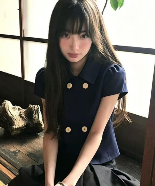 semplice（センプリチェ）の「シャツ【韓国ファッション】（シャツ/ブラウス・レディース・ネイビー・S/M/L/XL）」の2枚目の写真