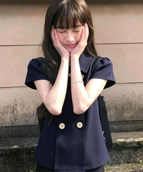 semplice（センプリチェ）の「シャツ【韓国ファッション】（シャツ/ブラウス・レディース・ネイビー・S/M/L/XL）」の5枚目の写真