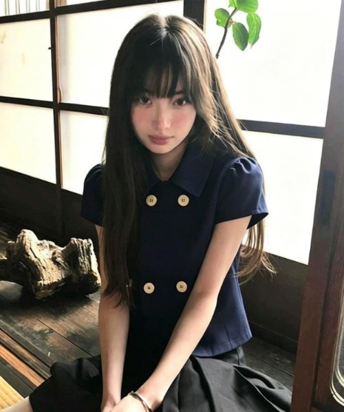 semplice（センプリチェ）の「シャツ【韓国ファッション】（シャツ/ブラウス・レディース・ネイビー・S/M/L/XL）」の6枚目の写真