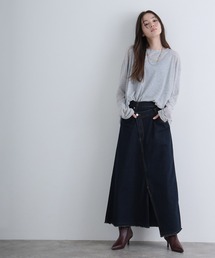 アシメウエストラップ風デニムスカート