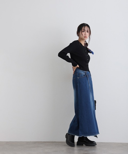 ElegChic(エレグシック)の「アシメウエストラップ風デニムスカート(デニムスカート・レディース・ネイビー系/ネイビー・XL/4L/L/XXL/M)」の7枚目の写真