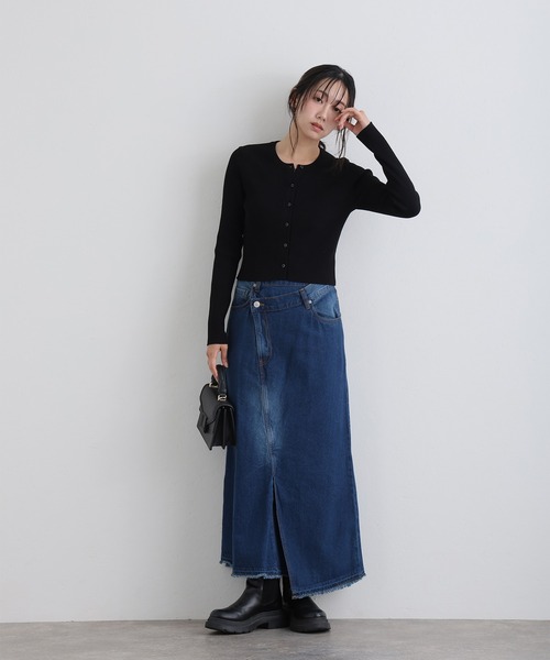 ElegChic(エレグシック)の「アシメウエストラップ風デニムスカート(デニムスカート・レディース・ネイビー系/ネイビー・XL/4L/L/XXL/M)」の8枚目の写真