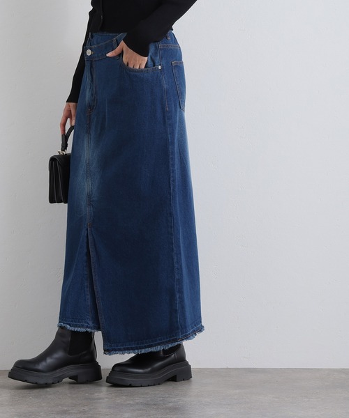 ElegChic(エレグシック)の「アシメウエストラップ風デニムスカート(デニムスカート・レディース・ネイビー系/ネイビー・XL/4L/L/XXL/M)」の9枚目の写真