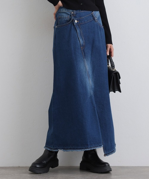 ElegChic(エレグシック)の「アシメウエストラップ風デニムスカート(デニムスカート・レディース・ネイビー系/ネイビー・XL/4L/L/XXL/M)」の10枚目の写真