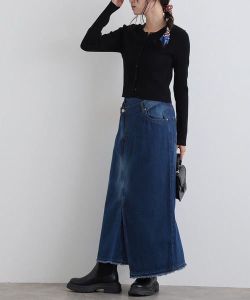 ElegChic(エレグシック)の「アシメウエストラップ風デニムスカート(デニムスカート・レディース・ネイビー系/ネイビー・XL/4L/L/XXL/M)」の11枚目の写真