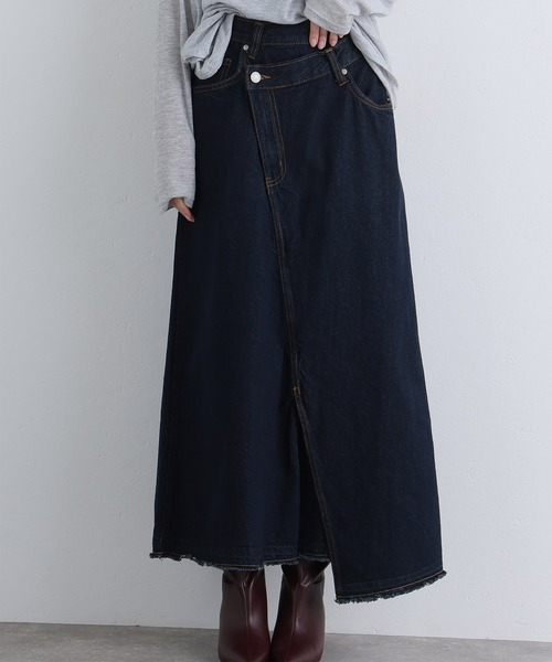ElegChic(エレグシック)の「アシメウエストラップ風デニムスカート(デニムスカート・レディース・ネイビー系/ネイビー・XL/4L/L/XXL/M)」の13枚目の写真