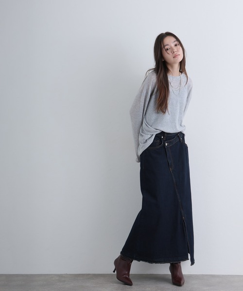 ElegChic(エレグシック)の「アシメウエストラップ風デニムスカート(デニムスカート・レディース・ネイビー系/ネイビー・XL/4L/L/XXL/M)」の17枚目の写真
