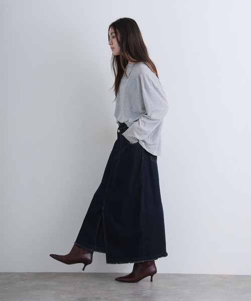 ElegChic(エレグシック)の「アシメウエストラップ風デニムスカート(デニムスカート・レディース・ネイビー系/ネイビー・XL/4L/L/XXL/M)」の18枚目の写真