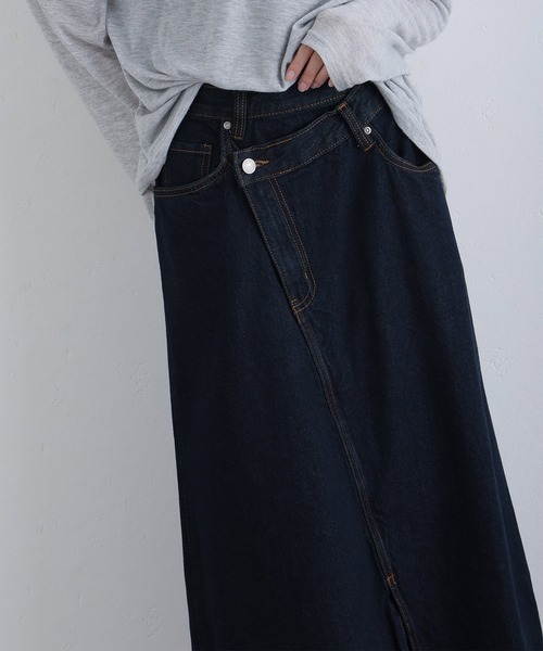 ElegChic(エレグシック)の「アシメウエストラップ風デニムスカート(デニムスカート・レディース・ネイビー系/ネイビー・XL/4L/L/XXL/M)」の20枚目の写真
