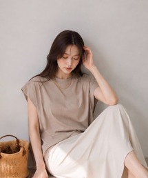 柔らかくて着心地がいい、フライスフレンチスリーブTシャツ