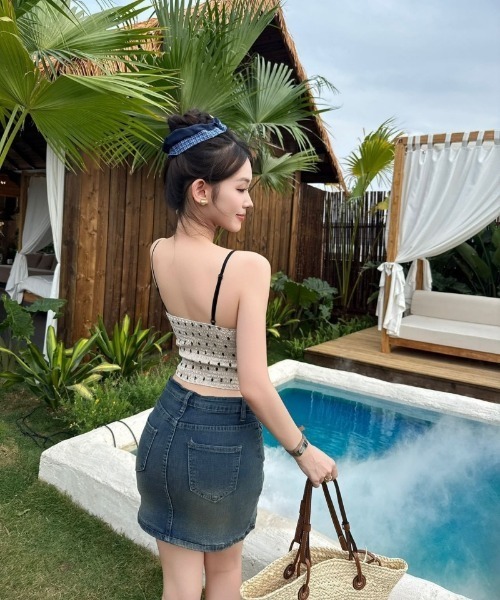 Ritzy(リッツィー)の「ドット柄サテンレース切替ハンカチーフヘムキャミソールビスチェ(パッド付き)(キャミソール・レディース・ホワイト/ブラック/ベージュ・FREE)」の6枚目の写真