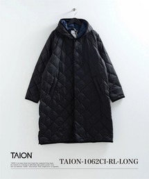 【TAION(タイオン)】〈ユニセックス〉シティ パイピングフード ロングダウンコート-リラックスルーズ