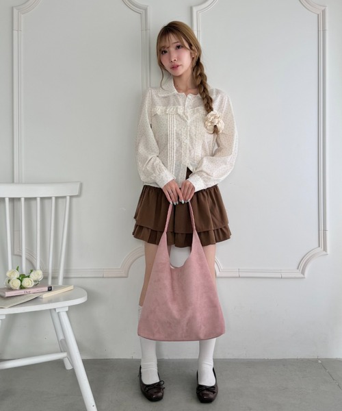 Loueme（ルエム）の「ベロアタッチPUハンドルトートバッグ（トートバッグ・レディース・ブラック/ブラウン/オリーブ/アイボリー/レッド/ピンク・FREE）」の15枚目の写真