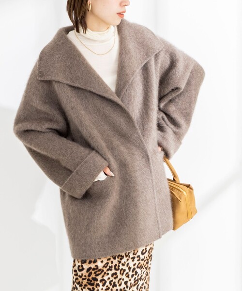 Rie Miller（リエミラー）の「ヤクリバー風ニットコート（その他アウター・レディース・ネイビー/ベージュ・38）」の2枚目の写真