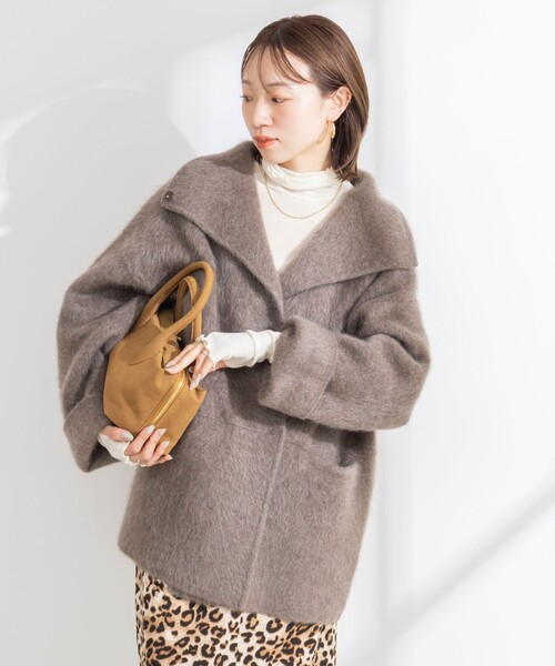Rie Miller（リエミラー）の「ヤクリバー風ニットコート（その他アウター・レディース・ネイビー/ベージュ・38）」の13枚目の写真