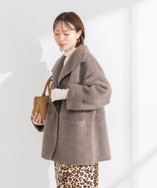 Rie Miller（リエミラー）の「ヤクリバー風ニットコート（その他アウター・レディース・ネイビー/ベージュ・38）」の14枚目の写真