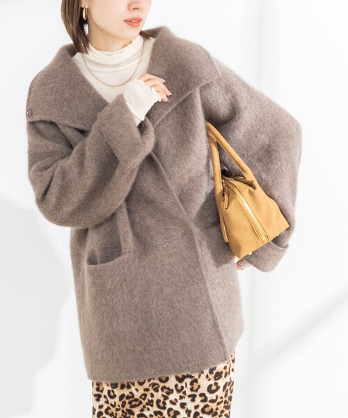 Rie Miller（リエミラー）の「ヤクリバー風ニットコート（その他アウター・レディース・ネイビー/ベージュ・38）」の18枚目の写真
