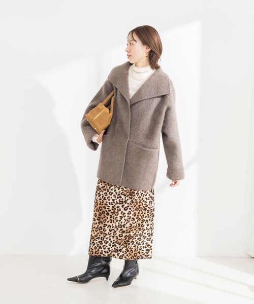 Rie Miller（リエミラー）の「ヤクリバー風ニットコート（その他アウター・レディース・ネイビー/ベージュ・38）」の19枚目の写真