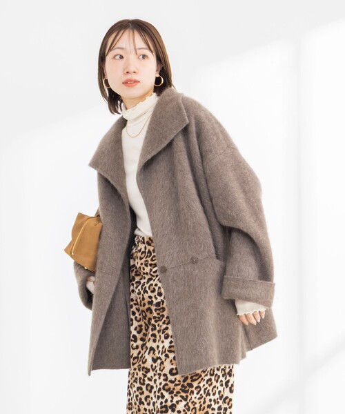 Rie Miller（リエミラー）の「ヤクリバー風ニットコート（その他アウター・レディース・ネイビー/ベージュ・38）」の22枚目の写真