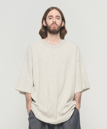 バインディングオーバーボックスワッフルTシャツ(グレー)