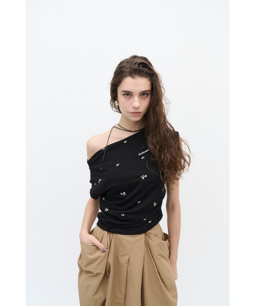 Lutim by u(ルチバイユー)の「【接触冷感】ミュートフラワー刺繍ドレープトップス(Tシャツ/カットソー・レディース・ベージュ/ブラウン/ブラック・FREE)」の15枚目の写真