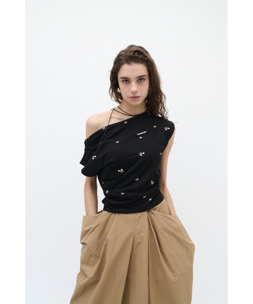 Lutim by u(ルチバイユー)の「【接触冷感】ミュートフラワー刺繍ドレープトップス(Tシャツ/カットソー・レディース・ベージュ/ブラウン/ブラック・FREE)」の16枚目の写真