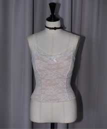 Carmelo（カーメロ）の「Front Cross Lace Trim Camisole / クロスストラップカップインレースキャミ（キャミソール）」
