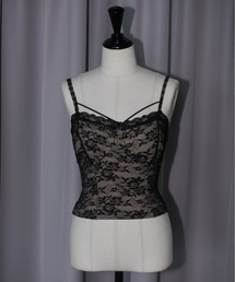 Carmelo（カーメロ）の「Front Cross Lace Trim Camisole / クロスストラップカップインレースキャミ（キャミソール）」