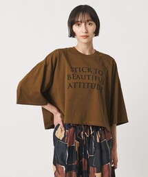 <SACRA>6分袖 レター Tシャツ