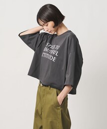 <SACRA>6分袖 レター Tシャツ