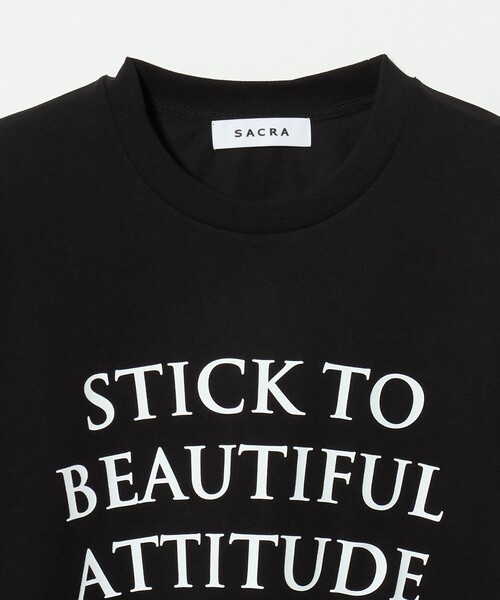 SACRA(サクラ)の「<SACRA>6分袖 レター Tシャツ(Tシャツ/カットソー・レディース・ブラウン系/ダークグレー/ブラック・38)」の9枚目の写真