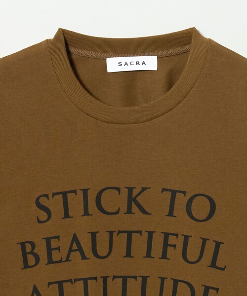 SACRA(サクラ)の「<SACRA>6分袖 レター Tシャツ(Tシャツ/カットソー・レディース・ブラウン系/ダークグレー/ブラック・38)」の12枚目の写真
