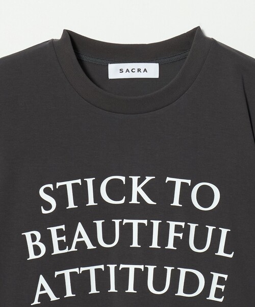 SACRA(サクラ)の「<SACRA>6分袖 レター Tシャツ(Tシャツ/カットソー・レディース・ブラウン系/ダークグレー/ブラック・38)」の19枚目の写真