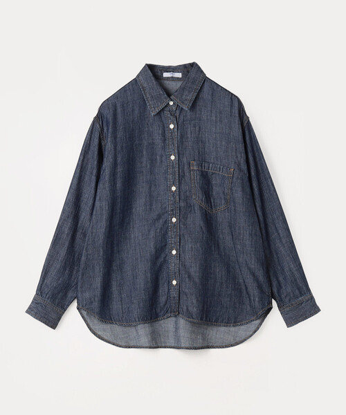 COMME CA Wardrobe(コムサワードローブ)の「〔 +サイズ 〕 テンセル/リネンデニム シャツ(シャツ/ブラウス・レディース・インディゴブルー/ライトインディゴブルー・13号)」の13枚目の写真