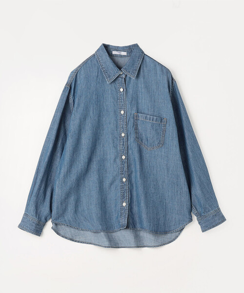 COMME CA Wardrobe(コムサワードローブ)の「〔 +サイズ 〕 テンセル/リネンデニム シャツ(シャツ/ブラウス・レディース・インディゴブルー/ライトインディゴブルー・13号)」の14枚目の写真